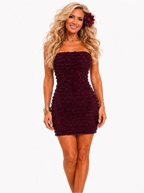 Frock by Tracy Reese - Burgundy Textured Cocktail Dress | SIZE SMALL